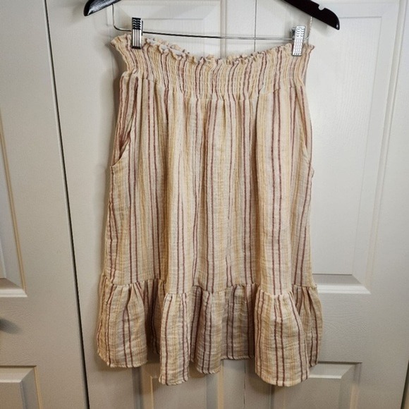Just Living XL 100% Cotton Pull On Skirt with Pockets Ivory with yellow,red - Picture 1 of 9